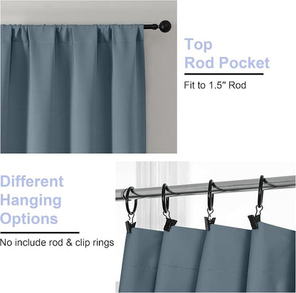 Simplebrand Ava Stone Blue Blackout Curtains - Image 4