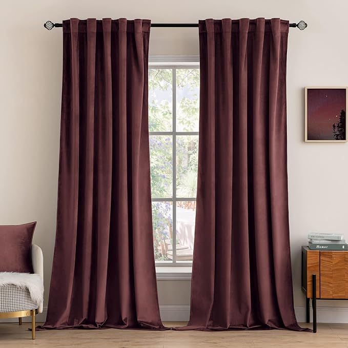 MIULEE Velvet Curtains 52x84 inches 2 Panels Ruby Wine Blackout Curtains | by MIULEE