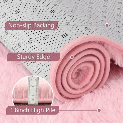 2x3 Pink Fluffy Soft Area Rug Non-Slip - Image 6