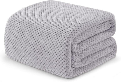 Exclusivo Mezcla Soft Waffle Fleece Bed Blanket Twin Size, Light Grey | by ExclusivoMezcla