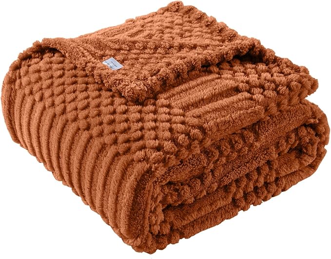 90x90 Inch Rust Queen Bed Blanket by LUSSENAHOME
