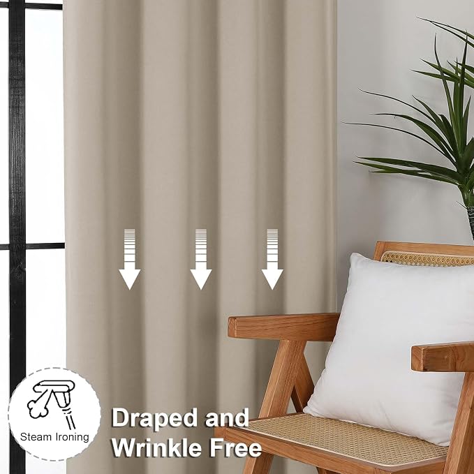 Simplebrand Ava Biscotti Beige Short Blackout Curtains - Image 6