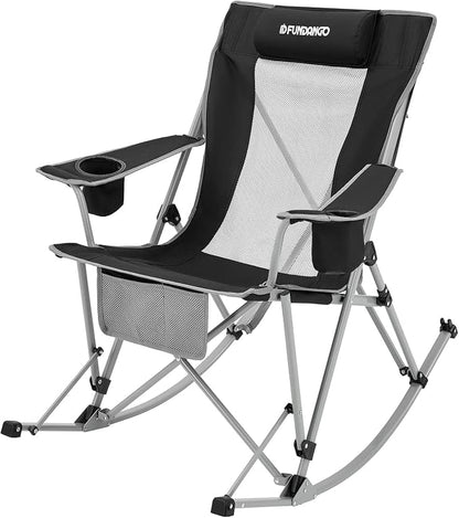 FUNDANGO Rocking Camping Chair, High Mesh Back Portable Folding Camp Chairs - Image 5