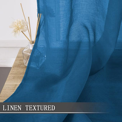 Tollpiz Sheer Curtains Linen Textured Bedroom Curtain Sheers Light Filtering - Image 2
