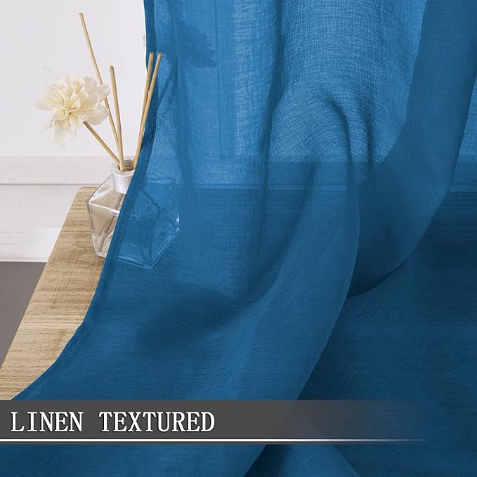 Tollpiz Sheer Curtain Linen Textured Living Room Curtains Sheer Light Filtering - Image 2