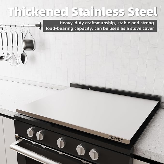 KORVOS 304 Stainless Steel Cutting Board, Large Stainless Steel Cutting Boards for Kitchen, Heavy Duty Chopping Boards with Anti-Slip Mat for Meat Vegetables & Bread, Pastry Board(23.6" x 19.6")