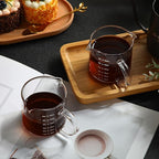 Patelai Espresso Cups Set of 2, 180ml/6oz Coffee Cups with Double Spouts & Handle, Scales Espresso Shot Glass for Espresso Machines, Milk Frothing, and Coffee Bars Accessories