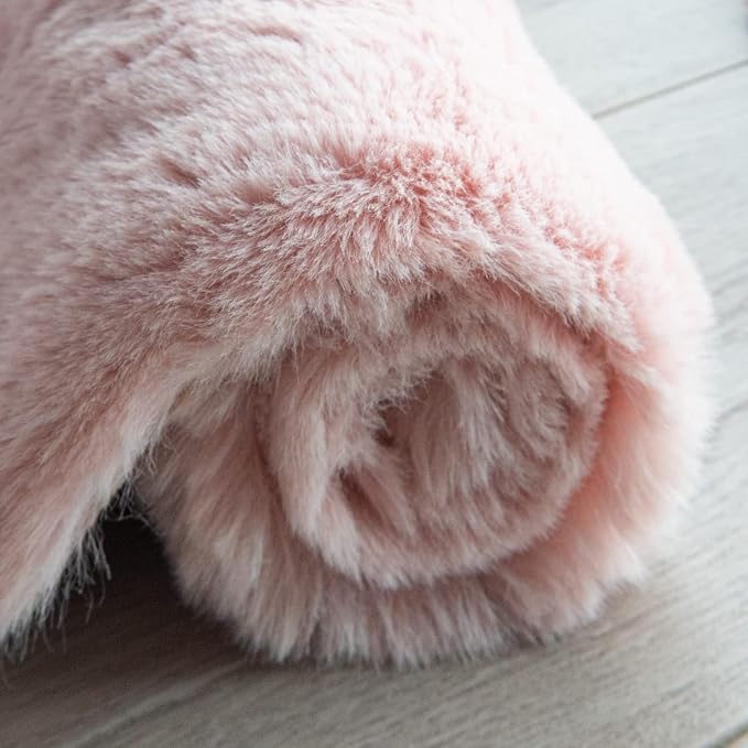 ORINOVA Pink Boho Round Rugs 8ft Large Fluffy Machine Washable Fuzzy Fur Area - Image 9