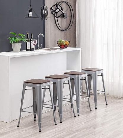 HAOBO Home 24" Backless Metal Counter Stool Height Bar Stools Barstools - Image 9