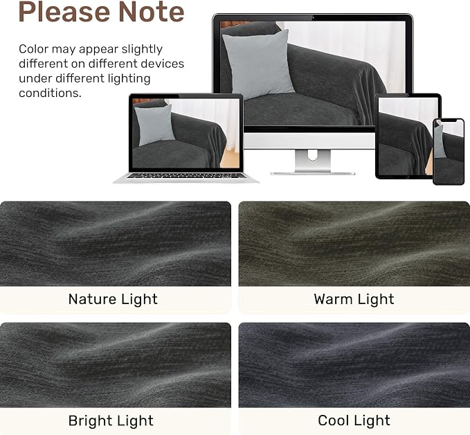 2 Pieces Sectional Couch Covers L Shaped Cover XL Charcoal Gray | Thick - Image 8