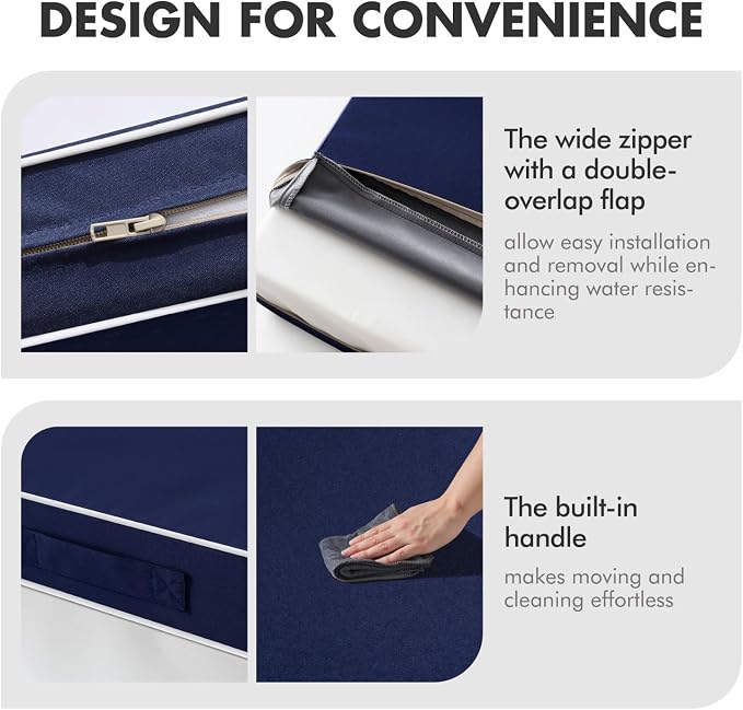 MIULEE Navy Outdoor Seat Cushion 22x22 Inch Waterproof & 3 Year Fade Resistant - Image 7