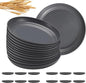 12 Pcs Unbreakable Deep Dessert Plates Set, 8 inch Reusable Plastic Wheat Straw Plates, Microwave and Dishwasher Safe Plate for Kitchen, Lightweight Plate for Dessert, BPA Free, Dark Gray
