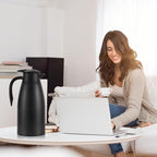 70 oz Thermal Coffee Carafe, Updated Insulated Stainless Steel Coffee Carafes for Keeping Hot Coffee & Water Hot Beverage-12Hours, Double Walled Vacuum Coffee Carafe (2black)