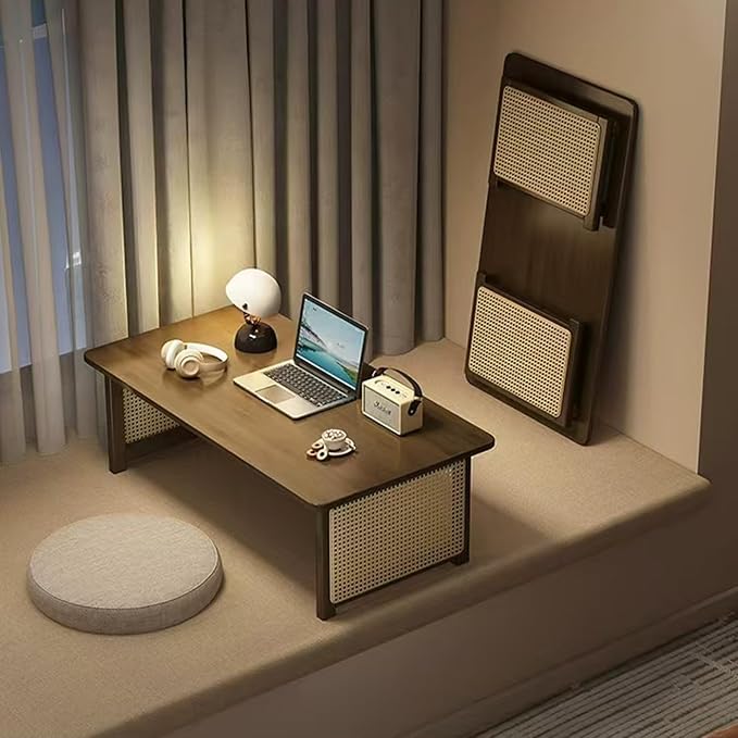 Japanese Floor Table Bamboo Folding Coffee Table Portable Solid Wood Japanese - Image 5