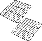 Small Baking Cooling Rack Set of 2, E-far Non-stick Toaster Oven Rack for Cooking Roasting Grilling Broiling Meat Bacon, 9.7” x 7.3” Metal Bakeable Wire Racks for Cookie Cake - Easy to Clean