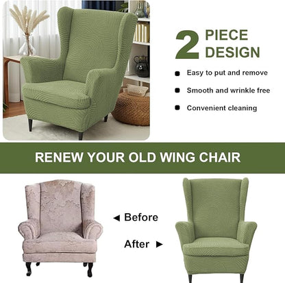 HAOYONG Wing Chair Slipcovers Printed Wingback Chair Covers 2 Pieces Wingback - Image 7