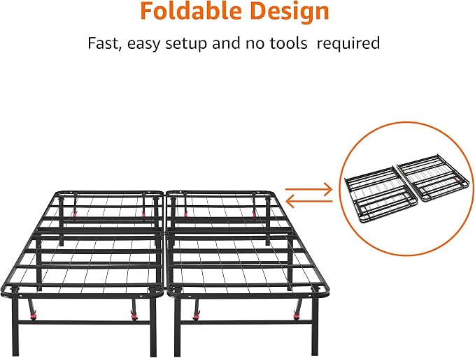 Amazon Basics Bed Frame with Storage, Foldable Metal Platform, Sturdy Steel - Image 5