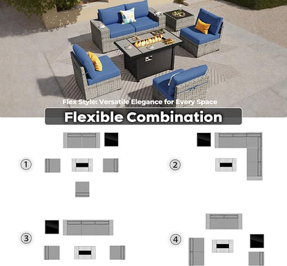 ovios 7 Pieces Patio Furniture Set, Outdoor Wicker Sectional Sofa - Image 7