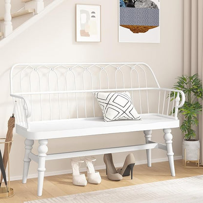 DIBRATY Entryway Bench, Spindle Back Wooden Dinning Bench, Farmhouse Foyer Bench by DIBRATY