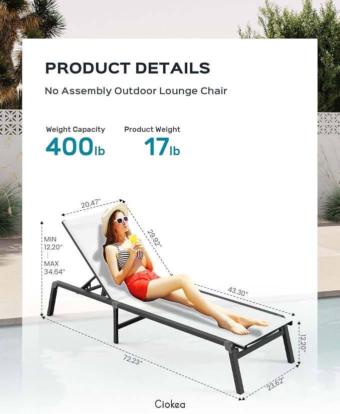 Patio Chaise Lounge Chair, Foldable Lounge Chair - Image 2