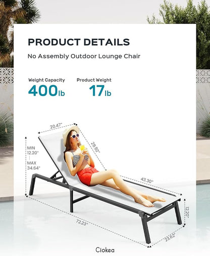 Ciokea Aluminum Foldable Lounge Chairs Set of 2 - Image 2