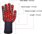 J H Heat Resistant Oven Glove:EN407 Certified 932 °F, 2 Layers Silicone Coating, Oven Mitts for Cooking, Kitchen, Fireplace,Camping, Grilling