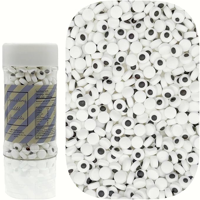 Dynastang 7mm Mini Eyes Sprinkles Halloween Edible Eyes Cake Decoration Cupcake Toppers Cookie Decorating Perfect for Cakes, Cupcakes, Desserts Toppings 3OZ