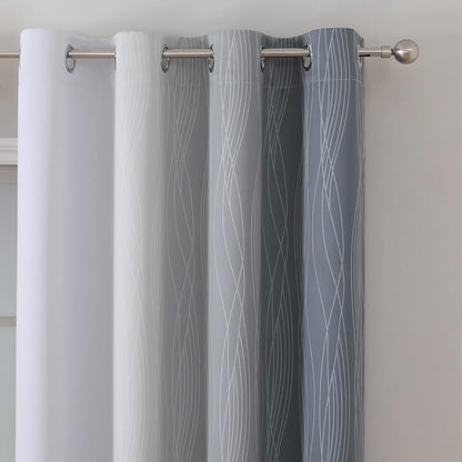 Grey and Greyish White Ombre Blackout Curtains - Image 4