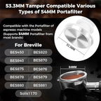 IKAPE 53.3mm Espresso Tamper, Premium Barista Coffee Tamper with Calibrated Spring Loaded, 100% Flat Stainless Steel Base Tamper Fits for Breville Series 54mm Portafilter Basket(White)