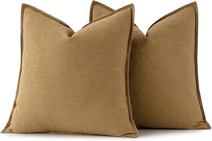 MIULEE Decorative Linen Euro Sham Pillow Covers 24x24 Mustard Yellow | Boho - Image 6