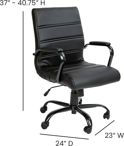 Flash Furniture Whitney Mid-Back Swivel LeatherSoft Desk Chair - Image 3