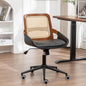 Home Office Desk Chair with Ergonomic Rattan Backrest, Walnut Crafts, Curved by ALLFONISLIVING