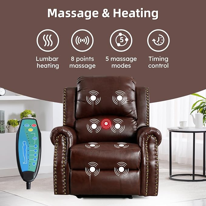 EBELLO Faux Leather Power Recliner Sofa Furniture Set, Included Electric - Image 7