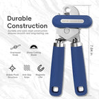 Can Opener Manual, UHIYEE Hand Held Manual Can Openers Heavy Duty with Smoother Cut Sharp Blade, Manual Hand Can Open with Soft Handle, Easy to Turn Knob, Magnetic Lid Lifter, Blue