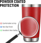 COMOOO 20oz Double Wall Vacuum Insulated Travel Mug, Stainless Steel Tumbler with Lid and Straw Durable Powder Coated Insulated Coffee Cup for Cold & Hot Drinks (Red, 8 PACK)