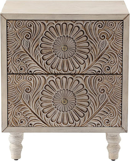 HOMPUS 2-Drawer Farmhouse Nightstand, Fully Assembled Boho Night Stand - Image 9