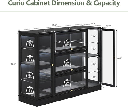 Display Cabinet with Acrylic Glass Doors, Extra Wide Curio Cabinet with LED - Image 2