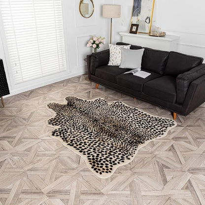 Leopard Area Rug Animals Printed Hide Mats Faux Fur Cowhide Skin Carpet - Image 2