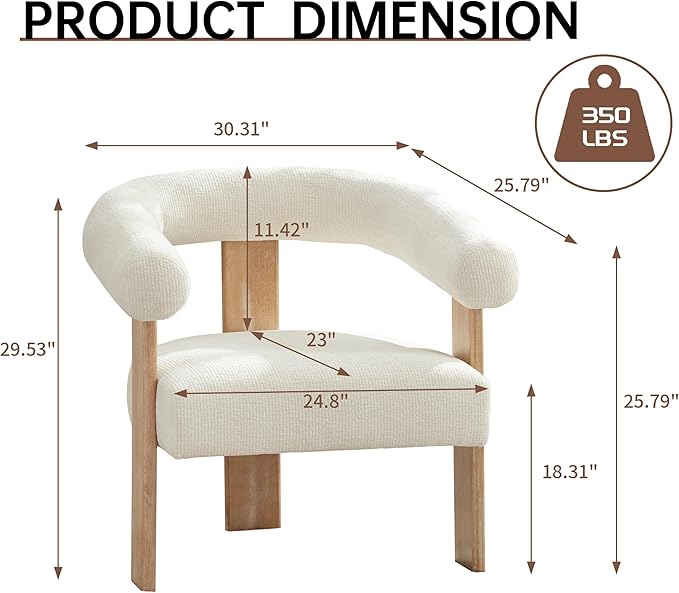 VKNOW Accent Chairs Set of 2, Modern Upholstered Living Room Chair Armchair - Image 2