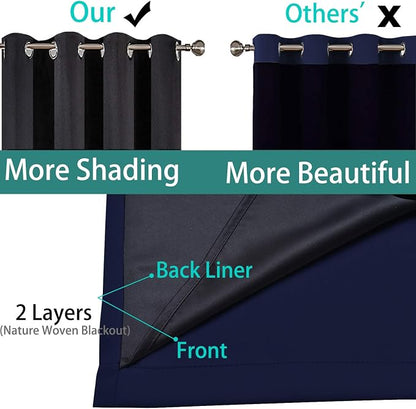 Yakamok Navy Blue Blackout Patio Door Curtain Panels W100 x L96, 1 Panel | - Image 5