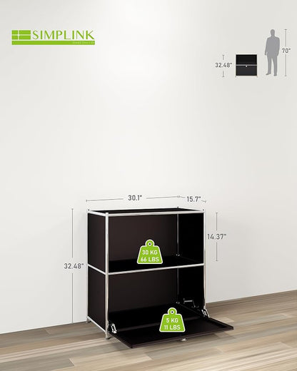 32.5-Inch Flip-Top Side Table & Buffet Cabinet - Image 3