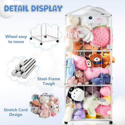 NomNest Stuffed Animal Storage Zoo, Large Metal Plushies Organizer, Heavy Duty - Image 4