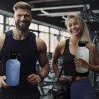 NATURE PIONEOR Insulated Water Bottles with Straw - 64oz Stainless Steel Vacuum Bottle with Holder/Carrier/Sleeve - Reusable 18/8 Food Grade Half Gallon Water Jug