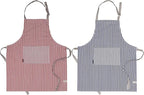 AMOUR INFINI Cotton Aprons for Women with Pockets Adjustable Strap and Waist Ties Washable Printed Aprons for Baking, Cooking, Gardening (Pack of 2- Blue & Rust)