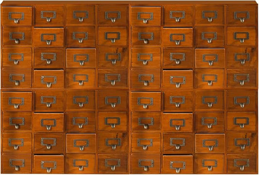 Huge Modular Stackable Against Wall 64-Drawer Apothecary Curio Cabinet Vintage by PrimoSupply