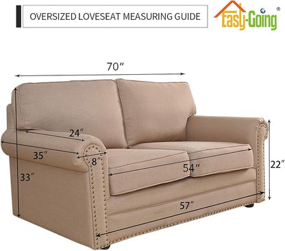 Easy-Going Stretch Oversized Loveseat Couch Covers Washable Camel | 1-Piece - Image 5