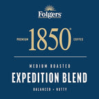 Folgers 1850 Expedition Blend Medium Roast Ground Coffee, 12 Ounce (Pack of 6)