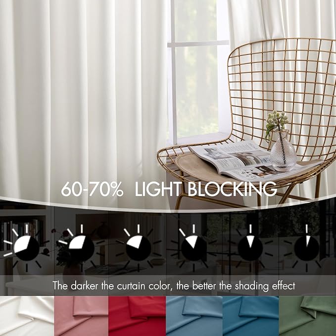 MIULEE Velvet Curtains 50W x 72L 2 Panels Ivory Blackout Curtains | Luxury - Image 4