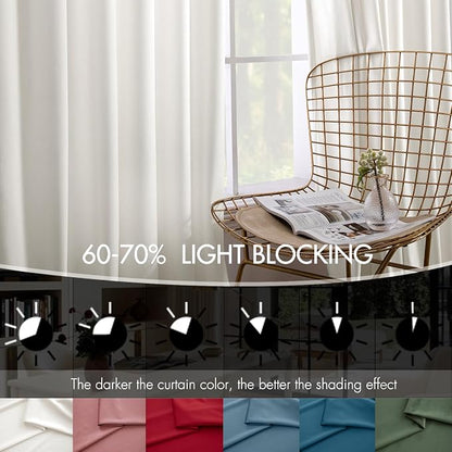MIULEE Velvet Curtains 50W x 72L 2 Panels Ivory Blackout Curtains | Luxury - Image 4