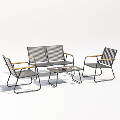 4-Piece Patio Furniture Set, Compact Outdoor Conversation Set - Image 3